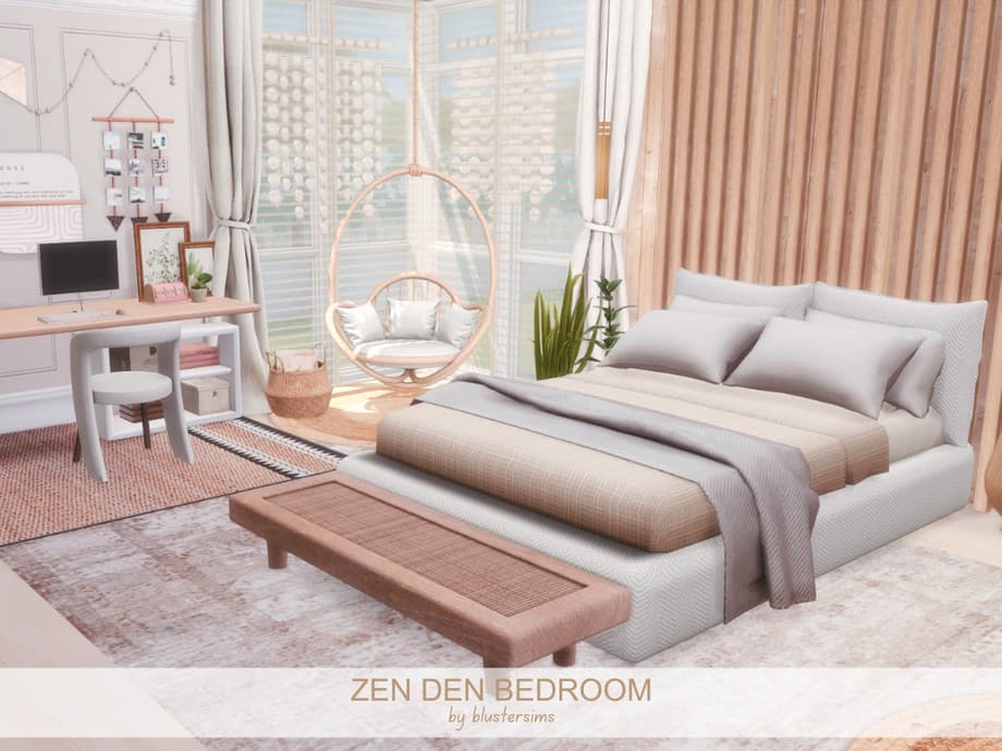 Скриншот мода Спальня Zen Den Bedroom (СС лот)